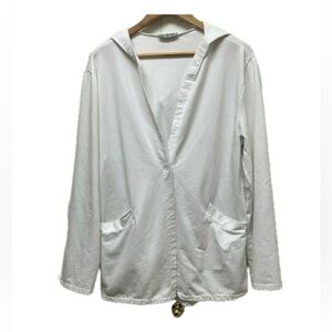 Femme Fatale hooded cardigan or beach coverup, cotton, white, large